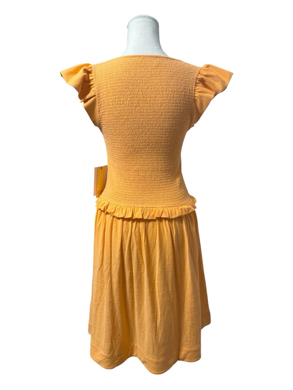 080 NATION LTD. Women's Ginger Smocked Pima Cotton Dress - Tang, Medium - Picture 5 of 16